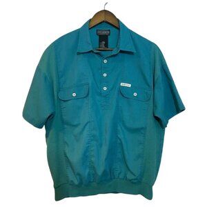 Vintage Members Only Shirt Men's Size‎ Large Green Pullover Single Stitch